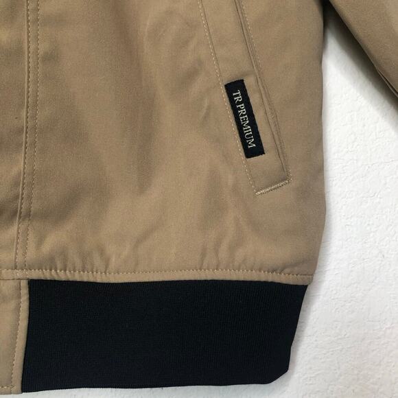 TR Tailored Recreation Premium Bomber Jacket Medium Tan Black Zip Up Casual - Picture 13 of 16